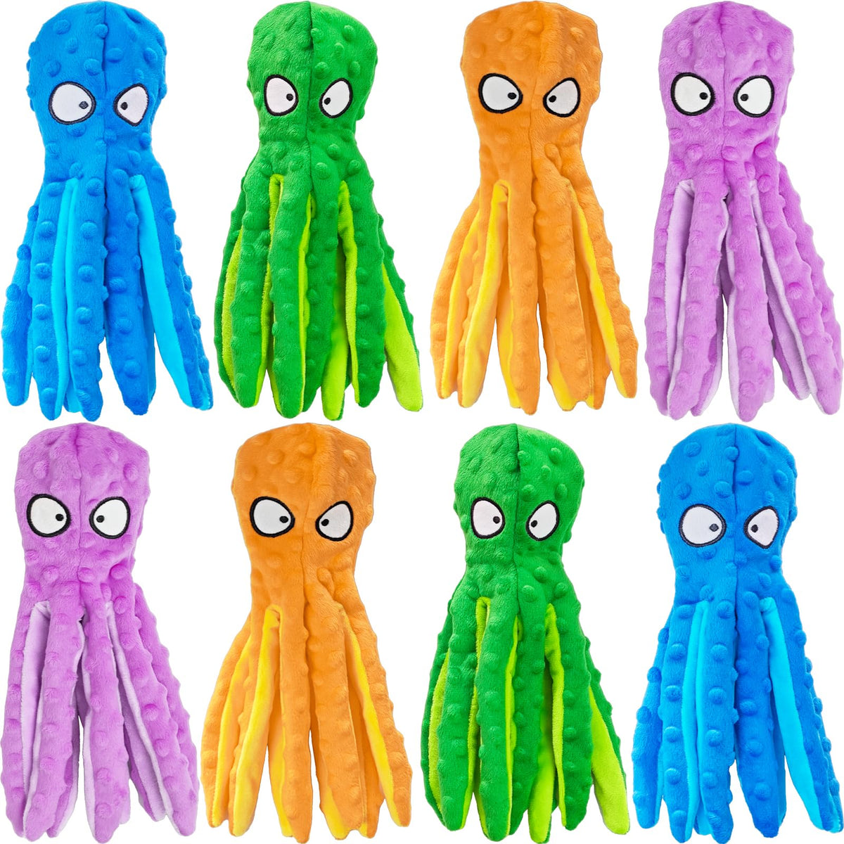Octopus Squeaky Dog Toy Set (8-Pack)