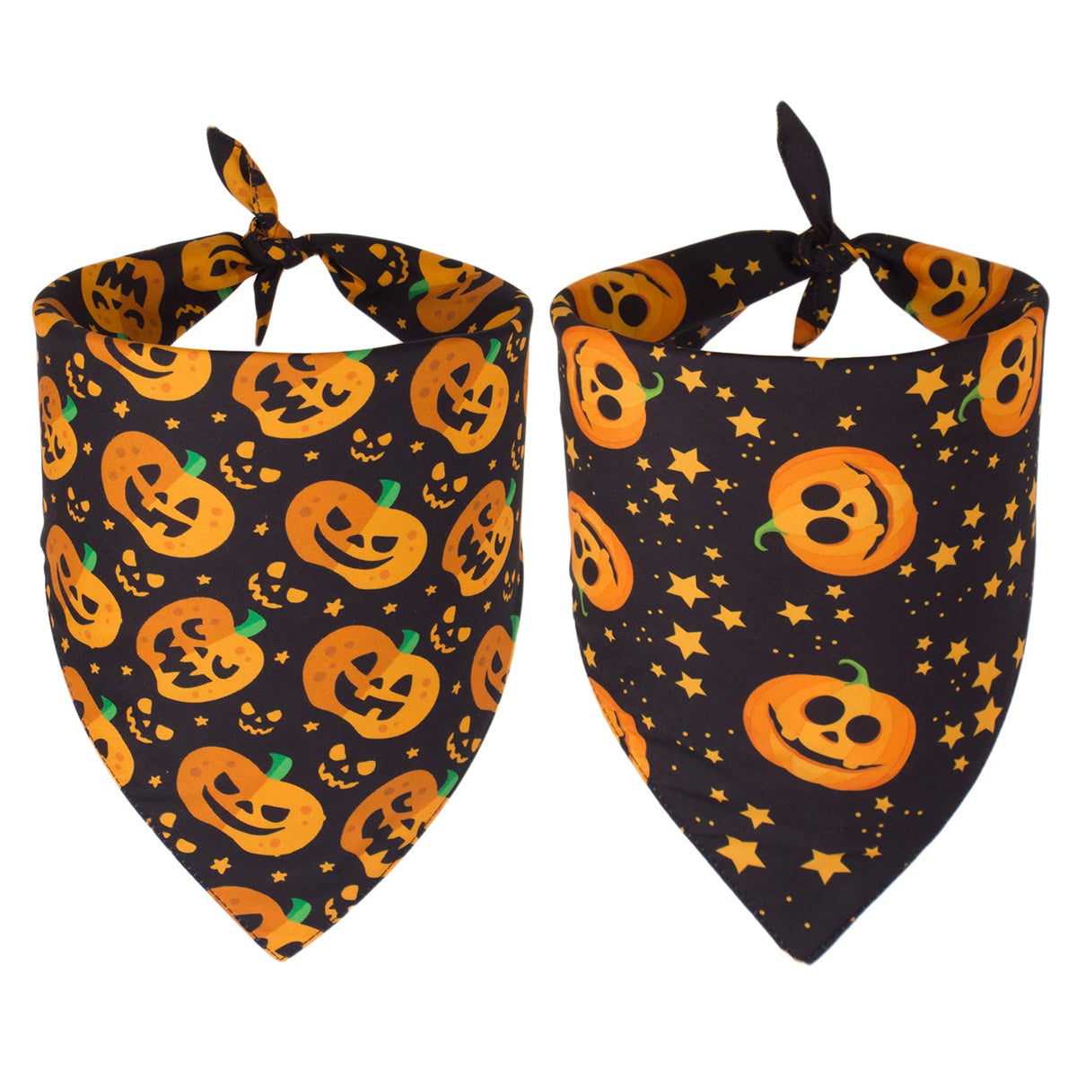 This 2-pack includes two festive pumpkin-print bandanas made from soft, comfortable fabric. Perfect for Halloween, fall photos, pumpkin patch visits, and everyday autumn style.